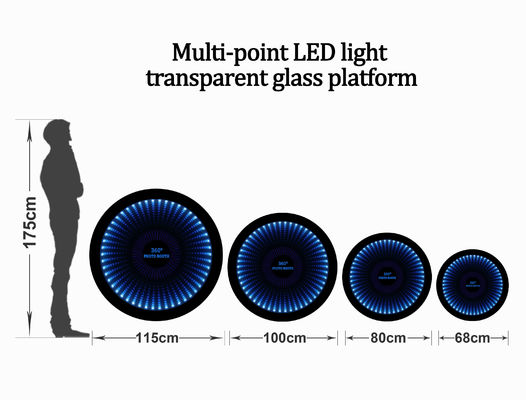 48h 迅速なDHL 送料 360 ビデオ 写真棚 LED マジックミラーとiPad 115cmケース