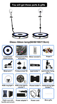 48h 迅速なDHL 送料 360 ビデオ 写真棚 LED マジックミラーとiPad 115cmケース