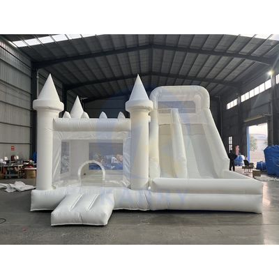 CE 吹風機と修理キットを含む 滑り台付きの膨張式ホワイトウェディングブーンズハウス