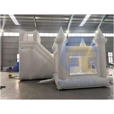 CE 吹風機と修理キットを含む 滑り台付きの膨張式ホワイトウェディングブーンズハウス