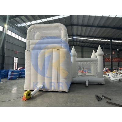 CE 吹風機と修理キットを含む 滑り台付きの膨張式ホワイトウェディングブーンズハウス