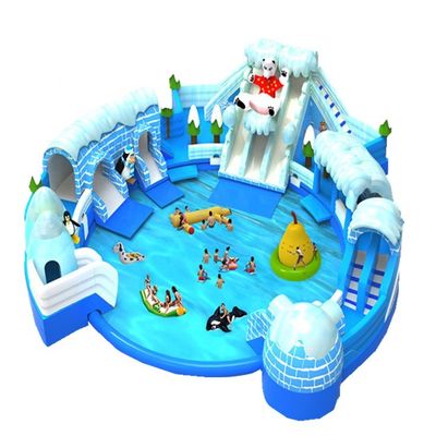 カスタマイズされたサイズ 白い北極熊 遊園地 水上公園 跳ね返り屋 城 スライド コンボ