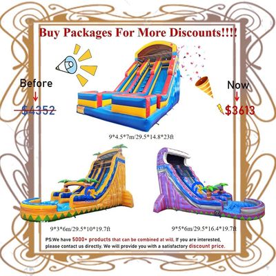 屋内・屋外・娯楽 商用 充気式PVC ボンチハウス 水スライド付き