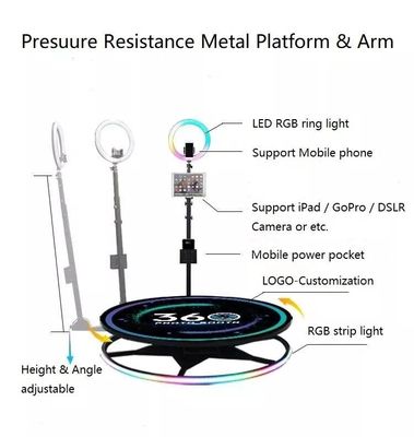 360 ビデオ フォトブース オートマティック LED マジック ミラー Ipad 360 フォトブース マシン 115cm