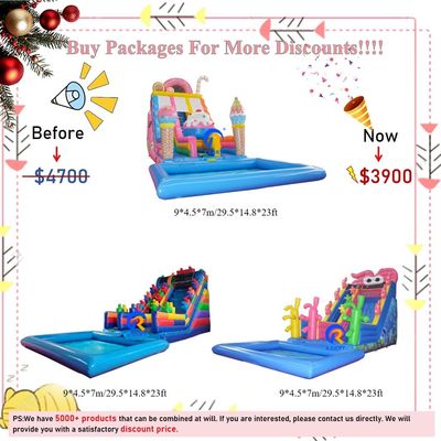 CE/EN71/EN14960認証された商品のスライド付きのキャッスル充気包装