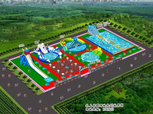 ロゴ/パターン デジタル印刷 オーダーメイドサイズ 遊園地のための充気水上公園
