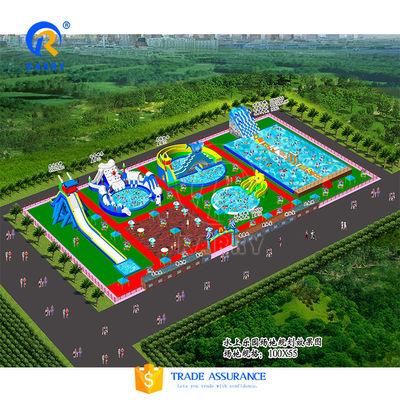 娯楽 楽しい都市 子供のためのカスタマイズされたカラフルな充気水上公園 PVC素材
