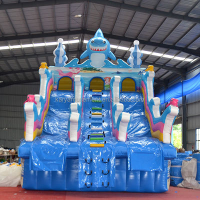 パーソナライズ可能なオーシャンパーク 充気キャッスル プリント保護付きのダブルスライド コンボ