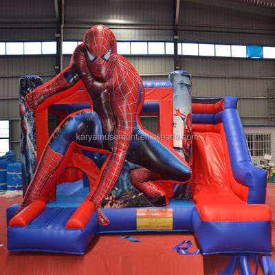 室内・屋外娯楽 スパイダーマン テーマ 滑り台付きの充気式跳ね返し城