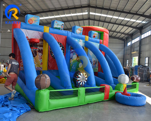 インタラクティブな射撃スポーツゲーム アリーナ PVC 屋外充気カーニバル 4 in 1 ボールゲーム