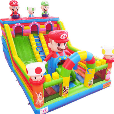 子供の屋外遊び場 マリオテーマ エアトランポリン スライド付き充気式跳ね返し城