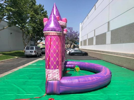 屋外遊び場 誕生日/結婚式のためのカスタムPVC充気型ピンク城の背景