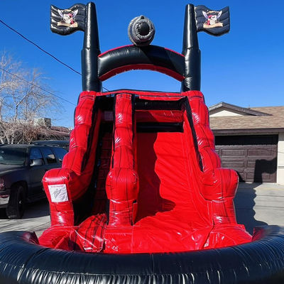 カスタムロゴ プリント 商用PVC 海賊船 テーマ 水上スライド プール付き充気器