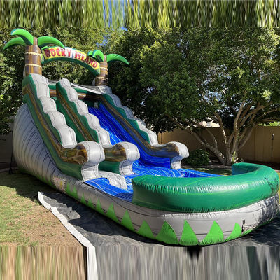 大きなプール 子供 ボンブスライド ハウスパーティ 商業用 熱帯パーム ウォータースライド 2 スリップ n スライド