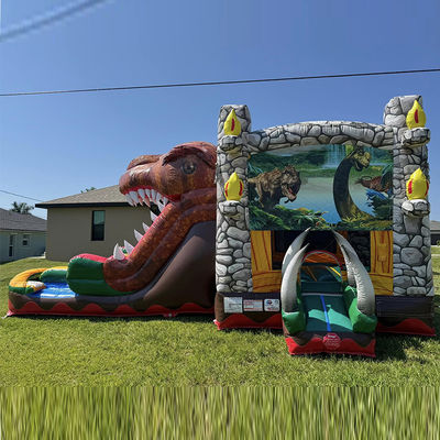 パーティーのレンタ 必須 カスタマイズ 受付 ジュラシック恐竜 テーマ 商業用 PVC 膨らませられるスライド付き跳ね上がる家
