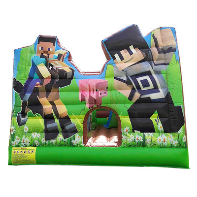 CE EN14960 認証された充気型コンボ パーティーのレンタルのためのキャッスルスライド Minecraft テーマ