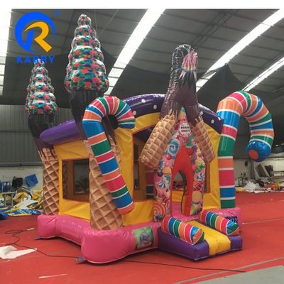 ユニセックス 充気式 幼児 跳ね返り屋 ポータブル キャンディーハウス PVC 跳ね返り城 吹き風機付き