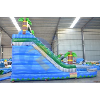 CE標準エアブローバー 青いパームツリー スライド 吹き込みバウンサー 子供の楽しみ