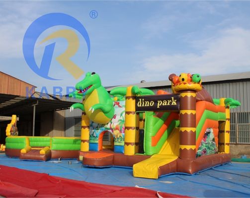特徴 ポータブル 子供のパーティー ジャンプ 恐竜テーマのスライド付き跳ね返る城
