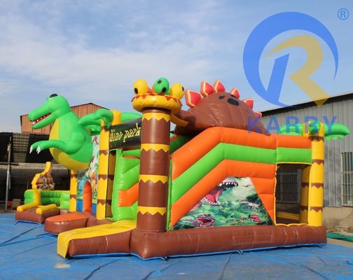 特徴 ポータブル 子供のパーティー ジャンプ 恐竜テーマのスライド付き跳ね返る城