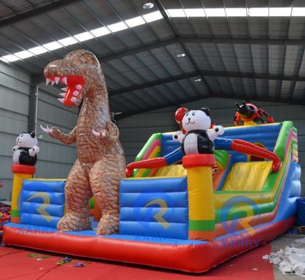 最も人気のある屋外のおもちゃジャンプ城 新しくデザインされた恐竜テーマパーク 城