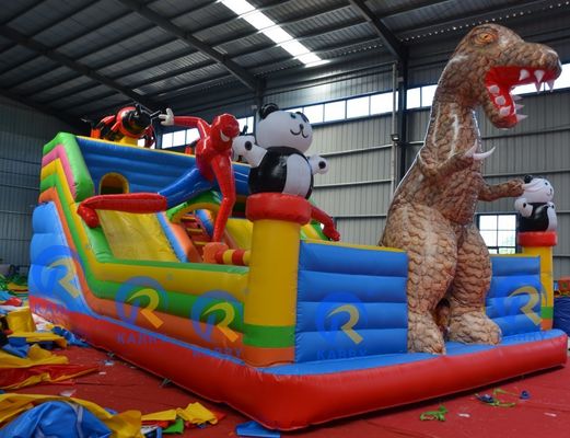 最も人気のある屋外のおもちゃジャンプ城 新しくデザインされた恐竜テーマパーク 城