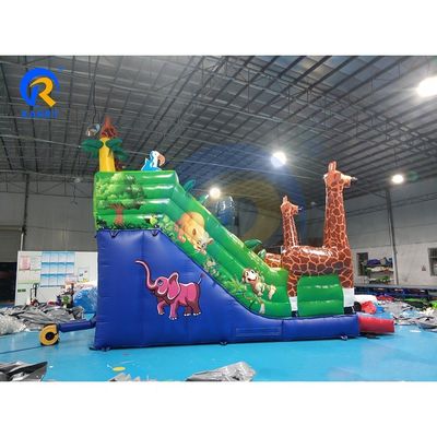 膨らませられるダブルスライド サファリ 動物テーマ ボンシングスライド 壮大なジラフなど