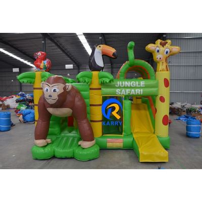 子供のための遊園地 膨らませられるおもちゃ 動物の楽園 滑り台付きの膨らませられる跳ね上がる家