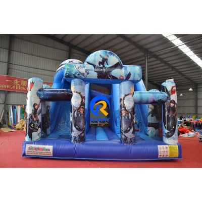 商用用充気式 双車道スライド 吹風ドラゴンバウンサーとスライドコンボ
