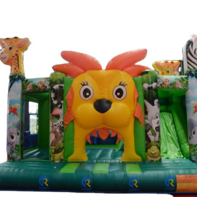 子供のための遊園地 内部スライド付き トランポリン オーダーメイド ジャングルライオンキング
