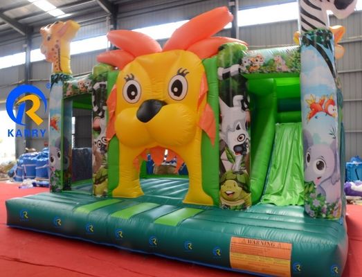 子供のための遊園地 内部スライド付き トランポリン オーダーメイド ジャングルライオンキング