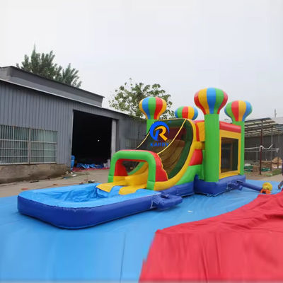 子供のPVCタールイン 充電式城のスライドセット 彩色の気球と跳び屋