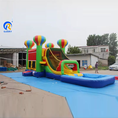 子供のPVCタールイン 充電式城のスライドセット 彩色の気球と跳び屋
