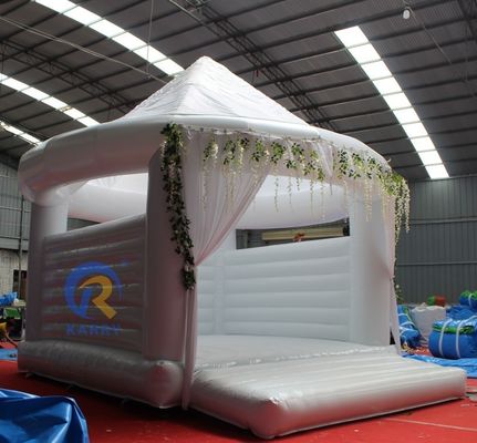 オーダーメイド ホワイト 充気式 結婚式 トランポリン 跳ね床 4*4m 大人のパーティー ジャンプ