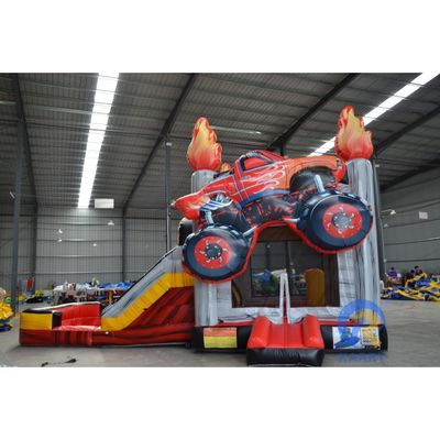 充気式ドライスライドプール コンボ 双車道スライドと3Dレーシングテーマ OEM 受け入れ