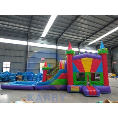 子供の屋外遊び場 城のスライド コンボ スライド付き 充気式跳ね返し家