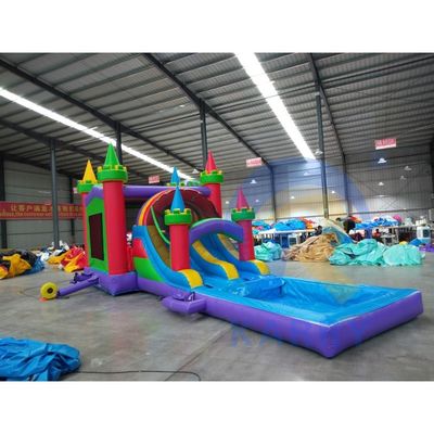 子供の屋外遊び場 城のスライド コンボ スライド付き 充気式跳ね返し家