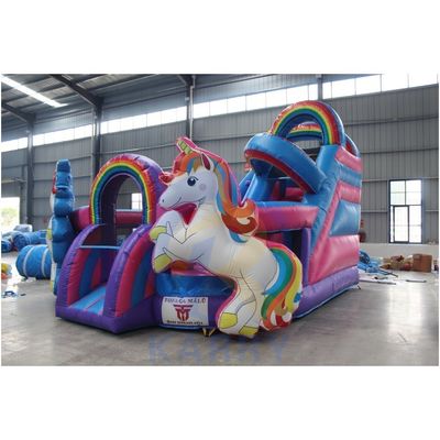 標準 CE ダブル・ユニコーン 充気型城 子供のための跳ね返り家 屋外遊び場