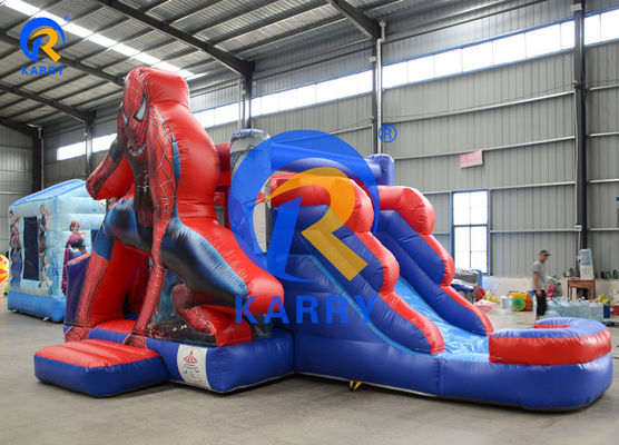 EN71/EN14960/CE 認証されたスパイダーマン 水スライドとプール付き充気式跳躍屋