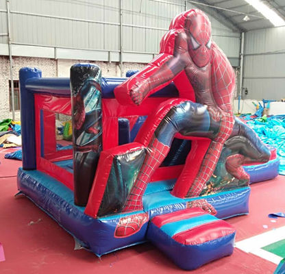 最大容量 100-500kg スパイダーマン スライドプールと城付き充気跳躍家