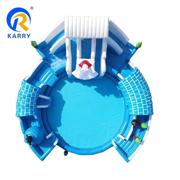 吹風機付き 北極クマ テーマ 充気式水上公園 15x15m 夏の活動に最適
