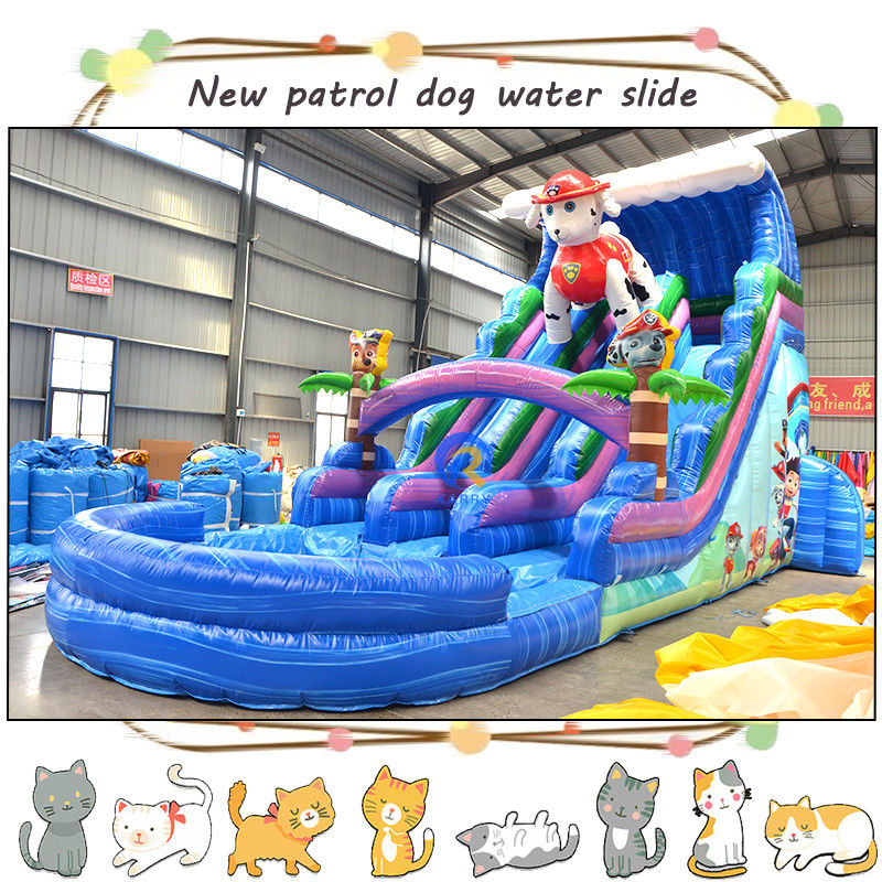 3D パウ-パトロール 充気水スライドとプール ダブルレーンデザインで子供たちを楽しませてください