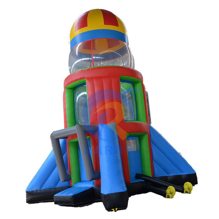 子供と大人のためのカスタムロゴプリントPVC充気型ロケット空中冒険ゲーム