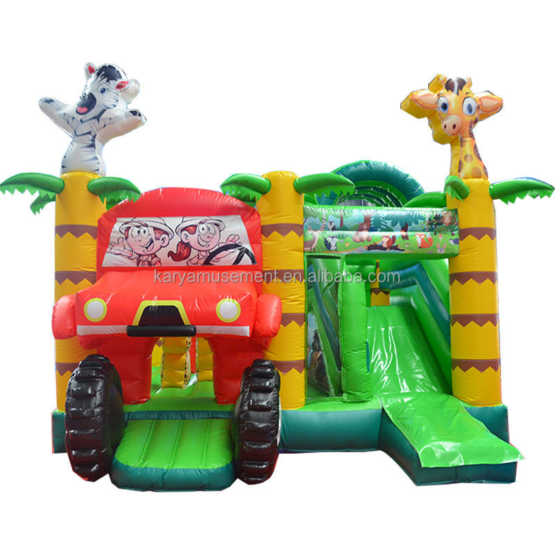 ワイルド ジャングル サファリ 充気式 ジャンピング カッスル カスタマイズされた色 スライド付き ブランスハウス