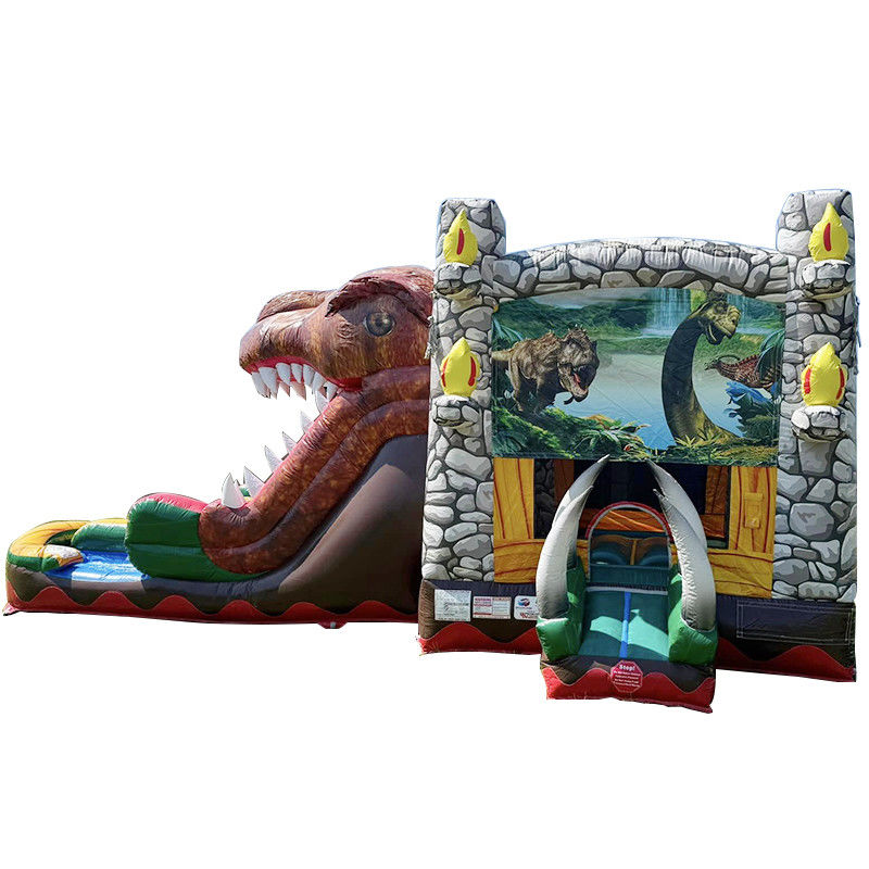 パーティーのレンタ 必須 カスタマイズ 受付 ジュラシック恐竜 テーマ 商業用 PVC 膨らませられるスライド付き跳ね上がる家